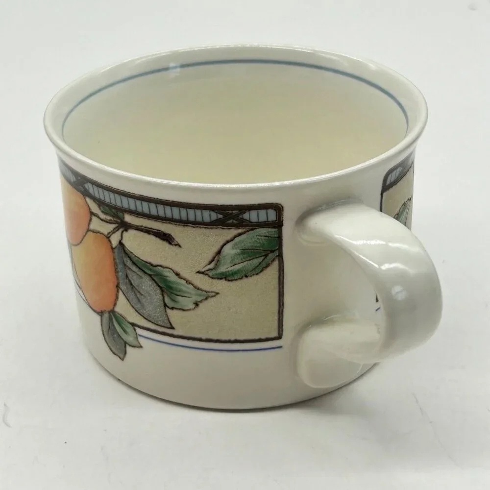 Mikasa Garden Harvest Intaglio CAC29 Cup & Saucer Set Pears Grapes Fruit Vintage